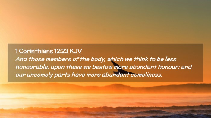 Picture 02 - 1 Corinthians 12:23 KJV Desktop Wallpaper - And those members of the body, which we think to - Desktop Bible Verse Wallpaper