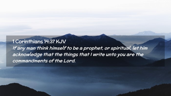 Picture 02 - 1 Corinthians 14:37 KJV Desktop Wallpaper - If any man think himself to be a prophet, or - Desktop Bible Verse Wallpaper