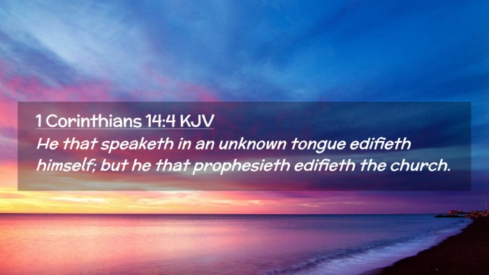 Picture 02 - 1 Corinthians 14:4 KJV Desktop Wallpaper - He that speaketh in an unknown tongue edifieth - Desktop Bible Verse Wallpaper