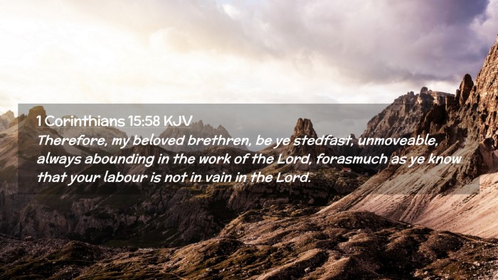 Picture 02 - 1 Corinthians 15:58 KJV Desktop Wallpaper - Therefore, my beloved brethren, be ye stedfast, - Desktop Bible Verse Wallpaper