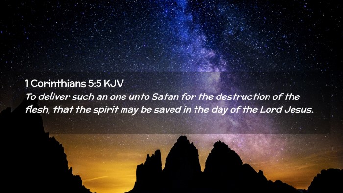 Picture 02 - 1 Corinthians 5:5 KJV Desktop Wallpaper - To deliver such an one unto Satan for the - Desktop Bible Verse Wallpaper