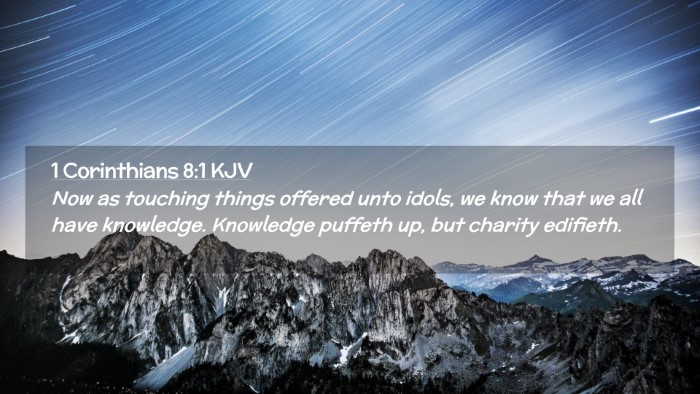 Picture 02 - 1 Corinthians 8:1 KJV Desktop Wallpaper - Now as touching things offered unto idols, we - Desktop Bible Verse Wallpaper