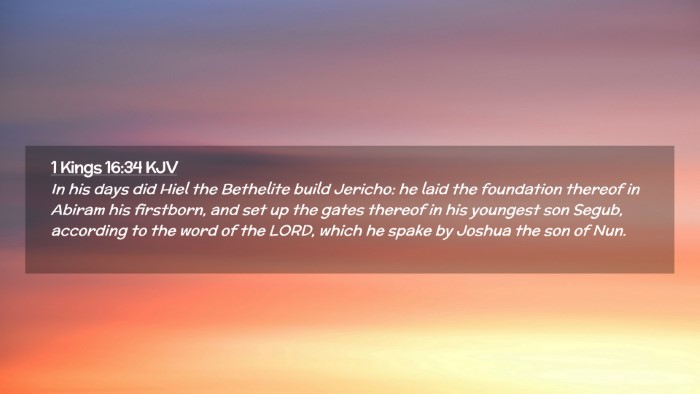 Picture 02 - 1 Kings 16:34 KJV Desktop Wallpaper - In his days did Hiel the Bethelite build Jericho: - Desktop Bible Verse Wallpaper