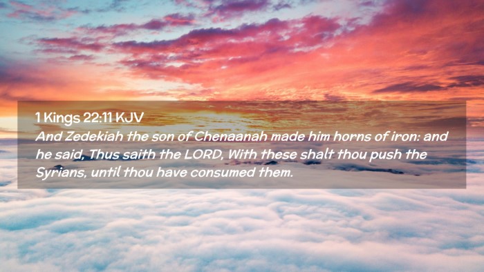 Picture 02 - 1 Kings 22:11 KJV Desktop Wallpaper - And Zedekiah the son of Chenaanah made him horns - Desktop Bible Verse Wallpaper