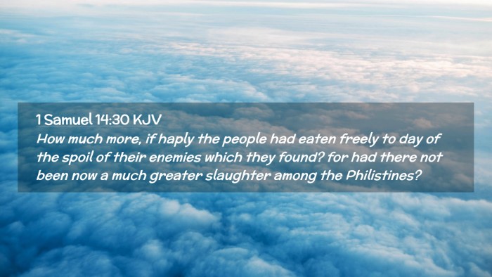 Picture 02 - 1 Samuel 14:30 KJV Desktop Wallpaper - How much more, if haply the people had eaten - Desktop Bible Verse Wallpaper