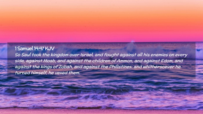 Picture 02 - 1 Samuel 14:47 KJV Desktop Wallpaper - So Saul took the kingdom over Israel, and fought - Desktop Bible Verse Wallpaper