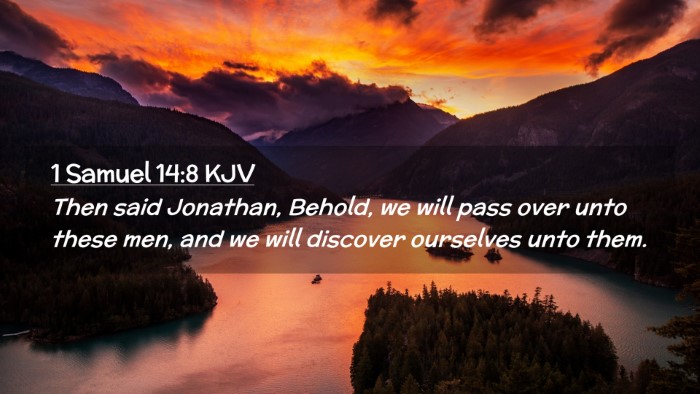Picture 02 - 1 Samuel 14:8 KJV Desktop Wallpaper - Then said Jonathan, Behold, we will pass over - Desktop Bible Verse Wallpaper