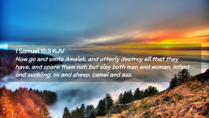 Picture 02 - 1 Samuel 15:3 KJV Desktop Wallpaper - Now go and smite Amalek, and utterly destroy all - Desktop Bible Verse Wallpaper