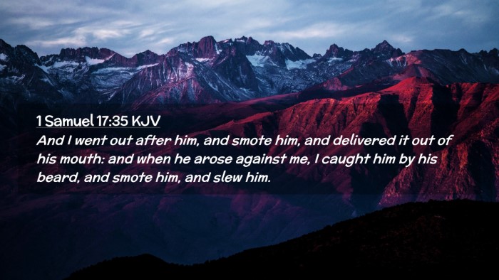 Picture 02 - 1 Samuel 17:35 KJV Desktop Wallpaper - And I went out after him, and smote him, and - Desktop Bible Verse Wallpaper