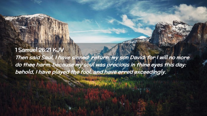 Picture 02 - 1 Samuel 26:21 KJV Desktop Wallpaper - Then said Saul, I have sinned: return, my son - Desktop Bible Verse Wallpaper