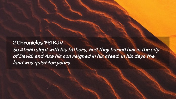 Picture 02 - 2 Chronicles 14:1 KJV Desktop Wallpaper - So Abijah slept with his fathers, and they buried - Desktop Bible Verse Wallpaper