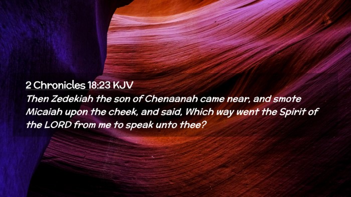 Picture 02 - 2 Chronicles 18:23 KJV Desktop Wallpaper - Then Zedekiah the son of Chenaanah came near, and - Desktop Bible Verse Wallpaper