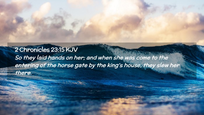 Picture 02 - 2 Chronicles 23:15 KJV Desktop Wallpaper - So they laid hands on her; and when she was come - Desktop Bible Verse Wallpaper