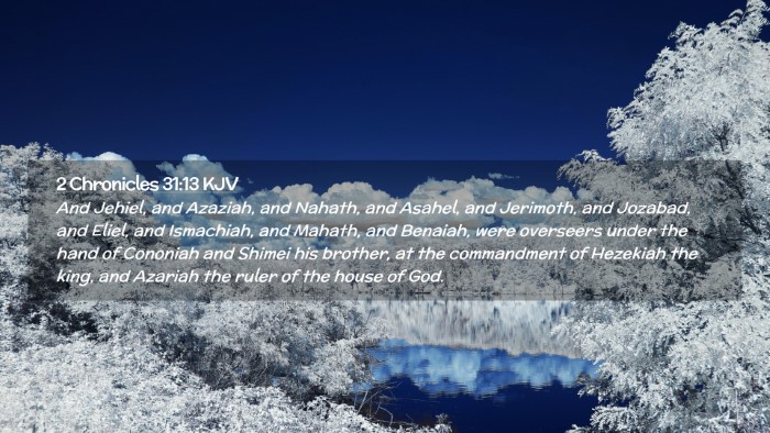 Picture 02 - 2 Chronicles 31:13 KJV Desktop Wallpaper - And Jehiel, and Azaziah, and Nahath, and Asahel, - Desktop Bible Verse Wallpaper