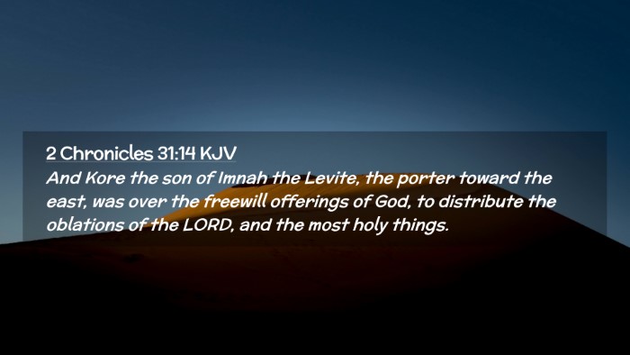 Picture 02 - 2 Chronicles 31:14 KJV Desktop Wallpaper - And Kore the son of Imnah the Levite, the porter - Desktop Bible Verse Wallpaper
