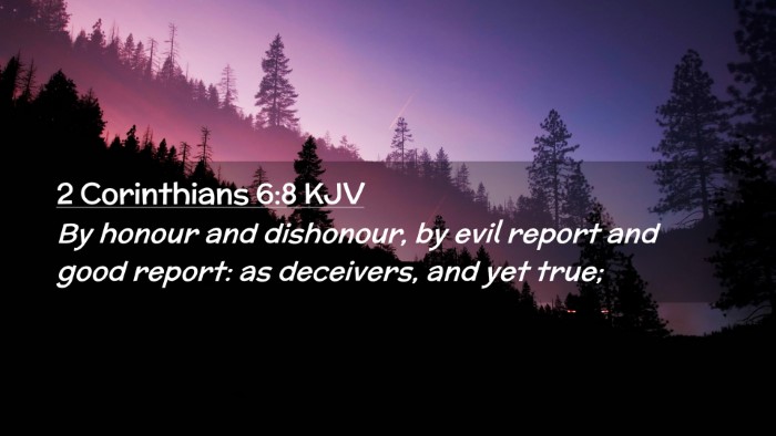 Picture 02 - 2 Corinthians 6:8 KJV Desktop Wallpaper - By honour and dishonour, by evil report and good - Desktop Bible Verse Wallpaper