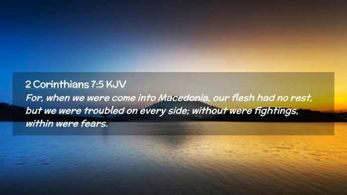 Picture 02 - 2 Corinthians 7:5 KJV Desktop Wallpaper - For, when we were come into Macedonia, our flesh - Desktop Bible Verse Wallpaper