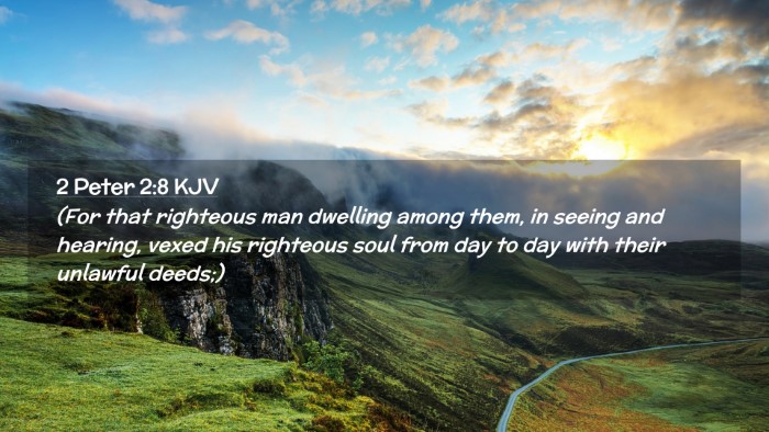 Picture 02 - 2 Peter 2:8 KJV Desktop Wallpaper - (For that righteous man dwelling among them, in - Desktop Bible Verse Wallpaper