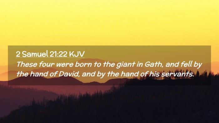 Picture 02 - 2 Samuel 21:22 KJV Desktop Wallpaper - These four were born to the giant in Gath, and - Desktop Bible Verse Wallpaper