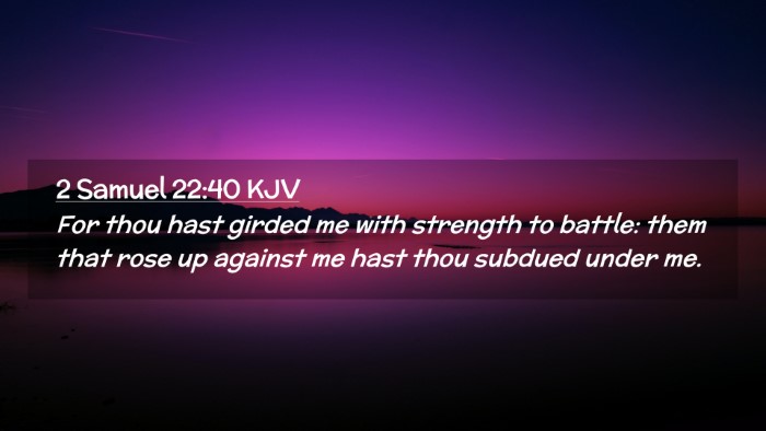 Picture 02 - 2 Samuel 22:40 KJV Desktop Wallpaper - For thou hast girded me with strength to battle: - Desktop Bible Verse Wallpaper