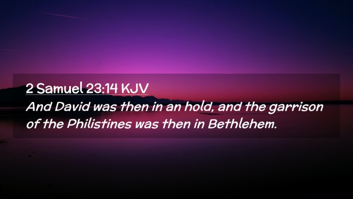 Picture 02 - 2 Samuel 23:14 KJV Desktop Wallpaper - And David was then in an hold, and the garrison - Desktop Bible Verse Wallpaper