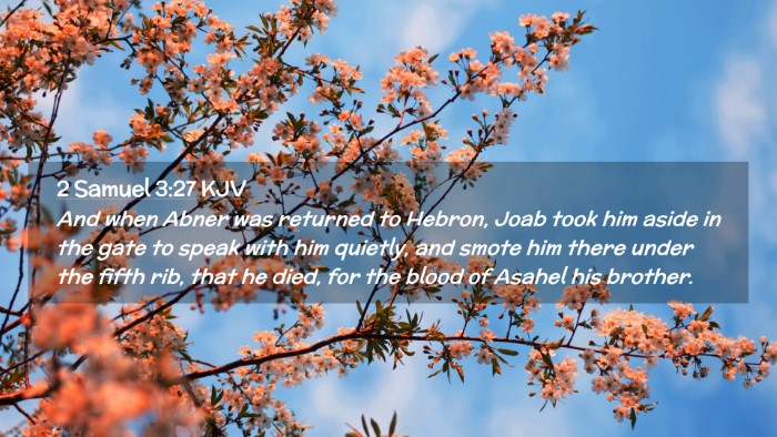 Picture 02 - 2 Samuel 3:27 KJV Desktop Wallpaper - And when Abner was returned to Hebron, Joab took - Desktop Bible Verse Wallpaper