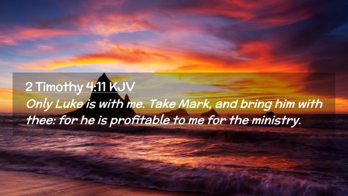 Picture 02 - 2 Timothy 4:11 KJV Desktop Wallpaper - Only Luke is with me. Take Mark, and bring him - Desktop Bible Verse Wallpaper