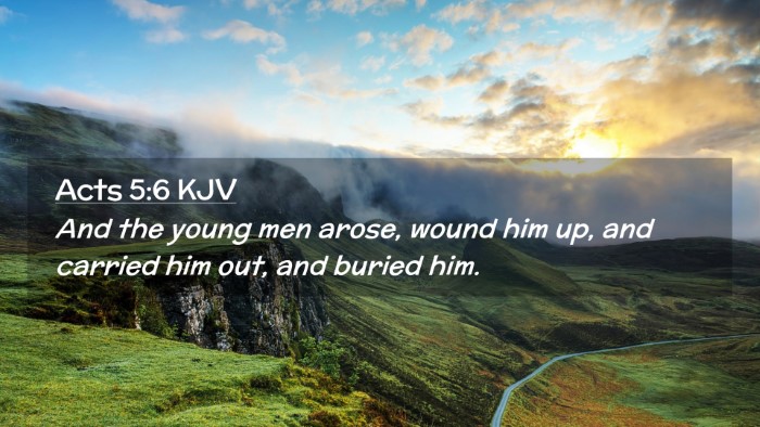 Picture 02 - Acts 5:6 KJV Desktop Wallpaper - And the young men arose, wound him up, and - Desktop Bible Verse Wallpaper