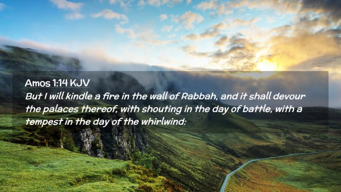 Picture 02 - Amos 1:14 KJV Desktop Wallpaper - But I will kindle a fire in the wall of Rabbah, - Desktop Bible Verse Wallpaper
