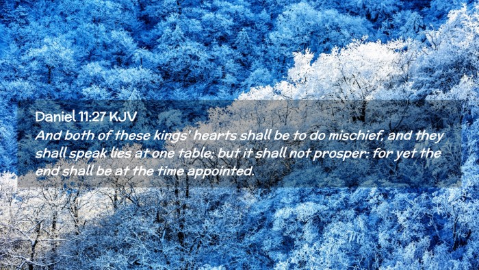 Picture 02 - Daniel 11:27 KJV Desktop Wallpaper - And both of these kings' hearts shall be to do - Desktop Bible Verse Wallpaper