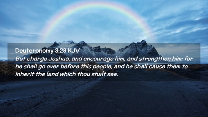 Picture 02 - Deuteronomy 3:28 KJV Desktop Wallpaper - But charge Joshua, and encourage him, and - Desktop Bible Verse Wallpaper