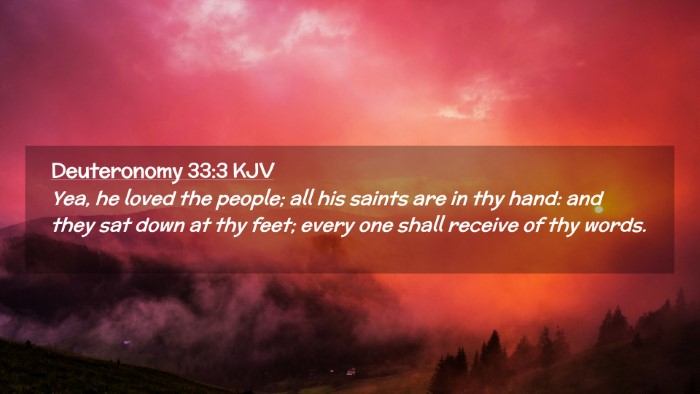 Picture 02 - Deuteronomy 33:3 KJV Desktop Wallpaper - Yea, he loved the people; all his saints are in - Desktop Bible Verse Wallpaper