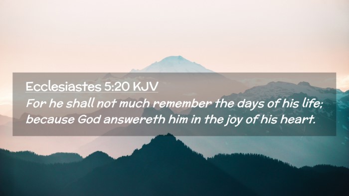 Picture 02 - Ecclesiastes 5:20 KJV Desktop Wallpaper - For he shall not much remember the days of his - Desktop Bible Verse Wallpaper