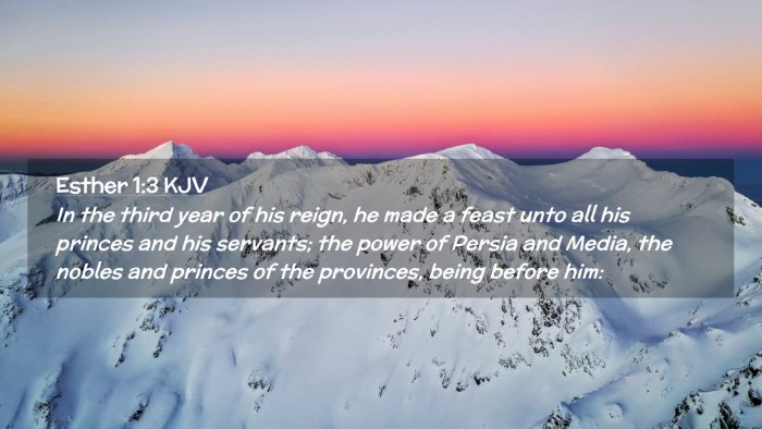 Picture 02 - Esther 1:3 KJV Desktop Wallpaper - In the third year of his reign, he made a feast - Desktop Bible Verse Wallpaper