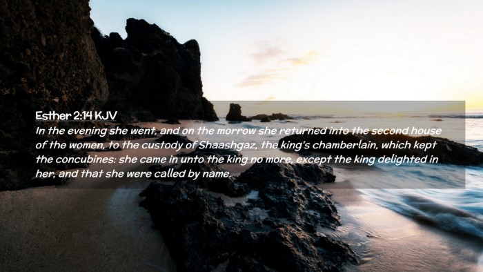 Picture 02 - Esther 2:14 KJV Desktop Wallpaper - In the evening she went, and on the morrow she - Desktop Bible Verse Wallpaper