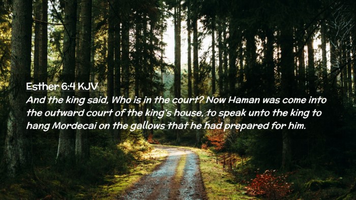 Picture 02 - Esther 6:4 KJV Desktop Wallpaper - And the king said, Who is in the court? Now Haman - Desktop Bible Verse Wallpaper