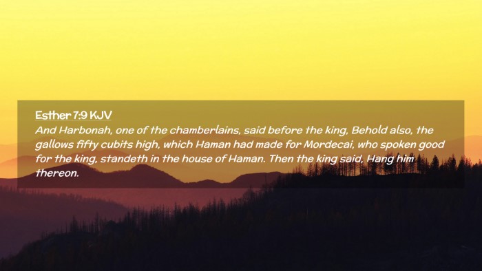 Picture 02 - Esther 7:9 KJV Desktop Wallpaper - And Harbonah, one of the chamberlains, said - Desktop Bible Verse Wallpaper