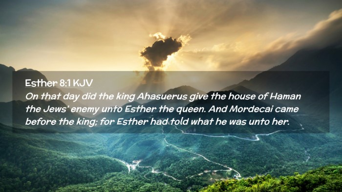 Picture 02 - Esther 8:1 KJV Desktop Wallpaper - On that day did the king Ahasuerus give the house - Desktop Bible Verse Wallpaper