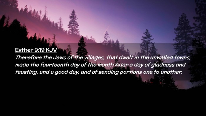 Picture 02 - Esther 9:19 KJV Desktop Wallpaper - Therefore the Jews of the villages, that dwelt in - Desktop Bible Verse Wallpaper