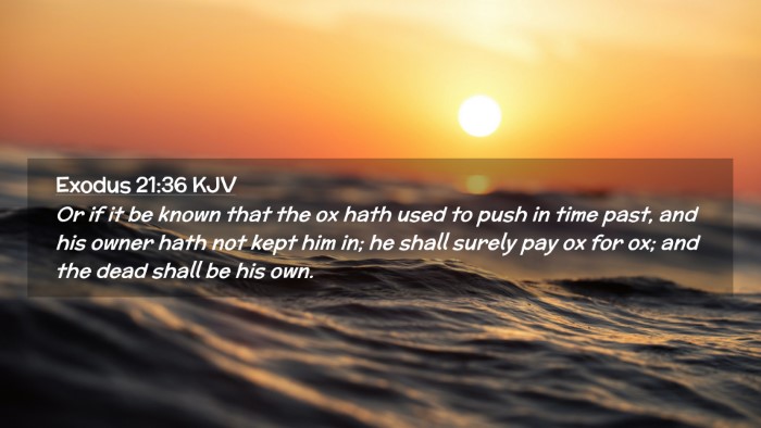 Picture 02 - Exodus 21:36 KJV Desktop Wallpaper - Or if it be known that the ox hath used to push - Desktop Bible Verse Wallpaper