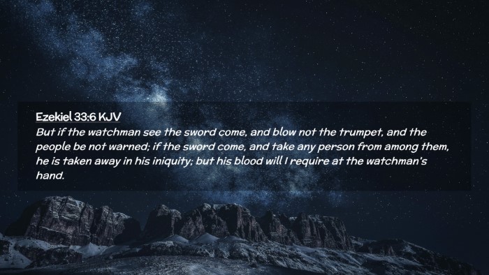 Picture 02 - Ezekiel 33:6 KJV Desktop Wallpaper - But if the watchman see the sword come, and blow - Desktop Bible Verse Wallpaper
