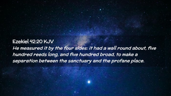 Picture 02 - Ezekiel 42:20 KJV Desktop Wallpaper - He measured it by the four sides: it had a wall - Desktop Bible Verse Wallpaper