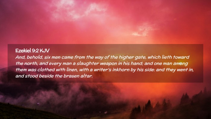 Picture 02 - Ezekiel 9:2 KJV Desktop Wallpaper - And, behold, six men came from the way of the - Desktop Bible Verse Wallpaper
