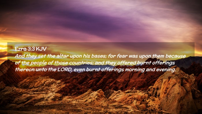 Picture 02 - Ezra 3:3 KJV Desktop Wallpaper - And they set the altar upon his bases; for fear - Desktop Bible Verse Wallpaper