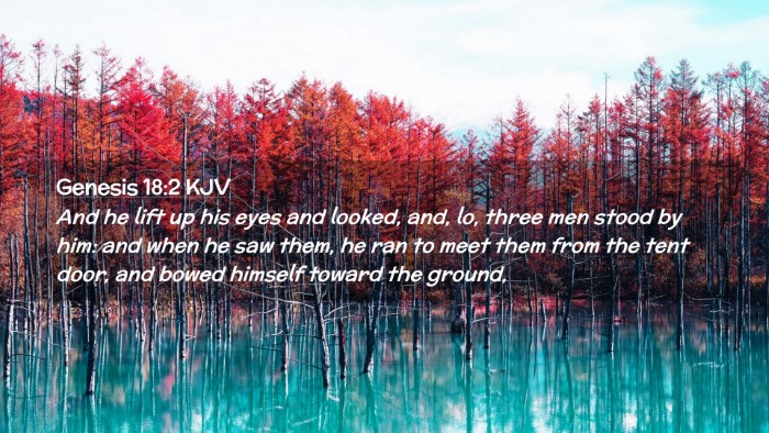 Picture 02 - Genesis 18:2 KJV Desktop Wallpaper - And he lift up his eyes and looked, and, lo, - Desktop Bible Verse Wallpaper
