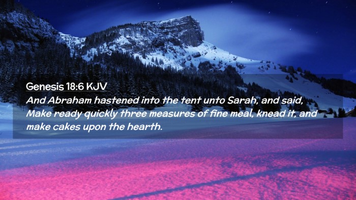 Picture 02 - Genesis 18:6 KJV Desktop Wallpaper - And Abraham hastened into the tent unto Sarah, - Desktop Bible Verse Wallpaper