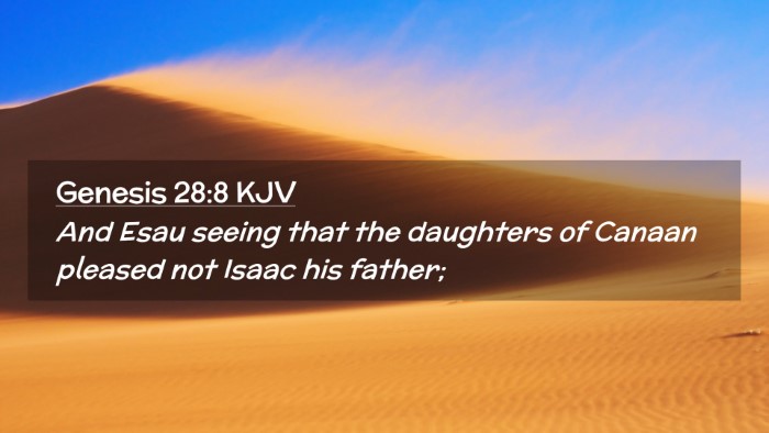 Picture 02 - Genesis 28:8 KJV Desktop Wallpaper - And Esau seeing that the daughters of Canaan - Desktop Bible Verse Wallpaper