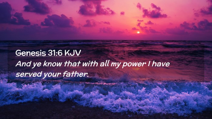 Picture 02 - Genesis 31:6 KJV Desktop Wallpaper - And ye know that with all my power I have served - Desktop Bible Verse Wallpaper