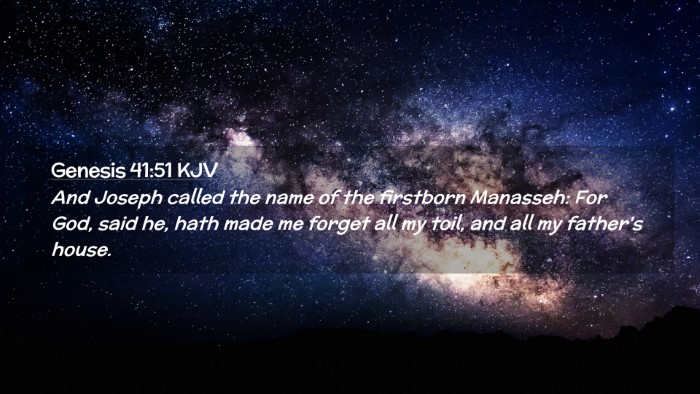 Picture 02 - Genesis 41:51 KJV Desktop Wallpaper - And Joseph called the name of the firstborn - Desktop Bible Verse Wallpaper