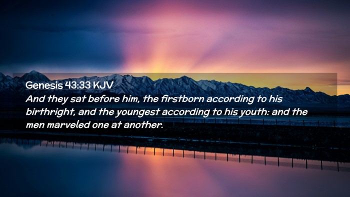 Picture 02 - Genesis 43:33 KJV Desktop Wallpaper - And they sat before him, the firstborn according - Desktop Bible Verse Wallpaper